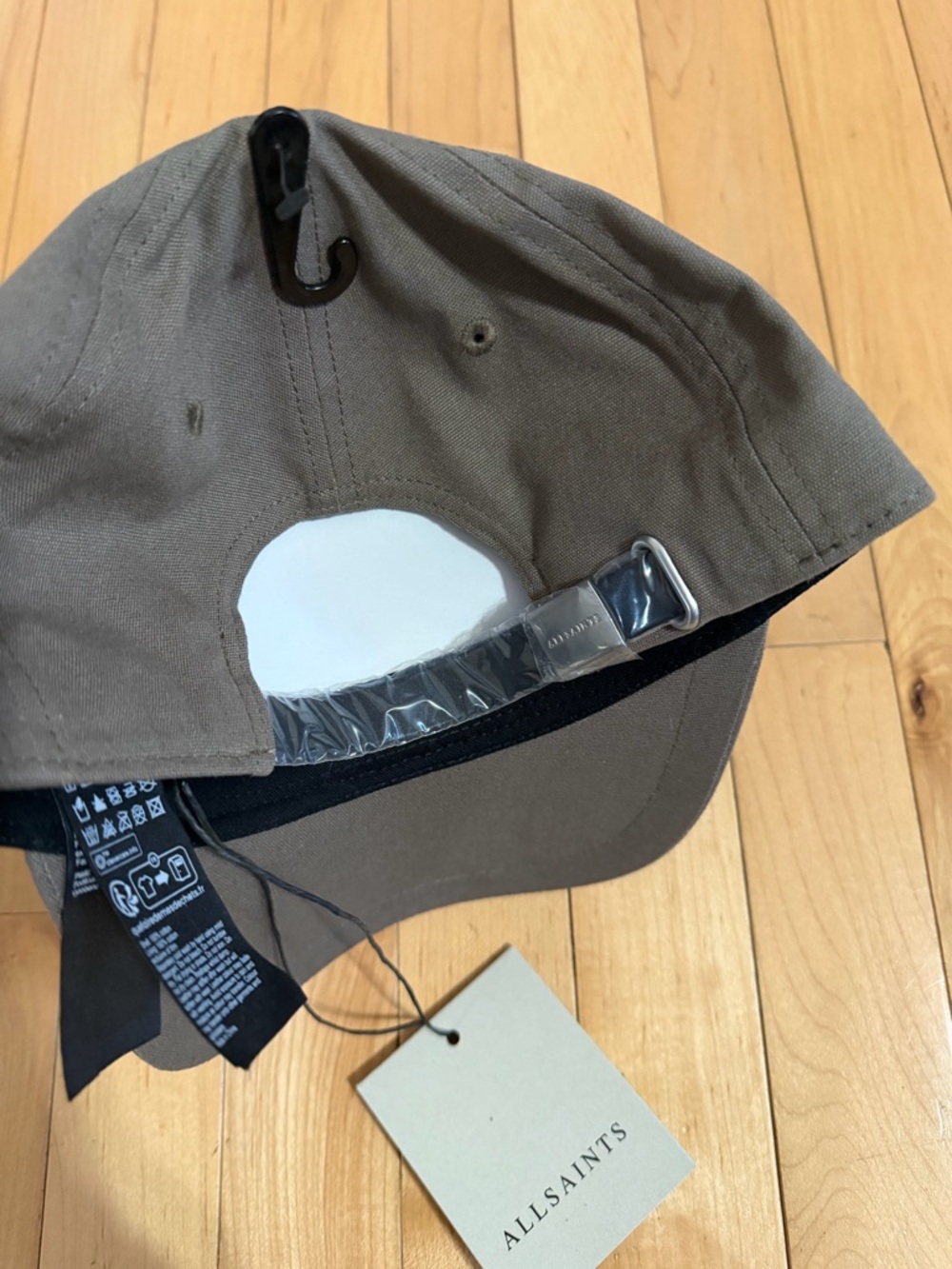 New AllSaints Taupe Logo Embroidered Monogram Baseball Cap Hat - Picture 6 of 9